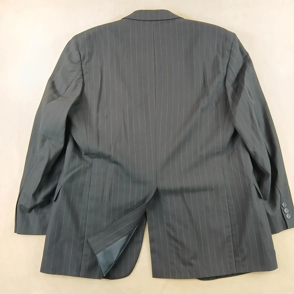 Brooks Brothers Brooksease 42R Mens Sport Coat Jacket Navy Wool 22x31 Pinstripes